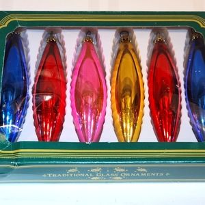 KURT ADLER - Vintage Teardrop Blown Glass Christmas Ornaments
